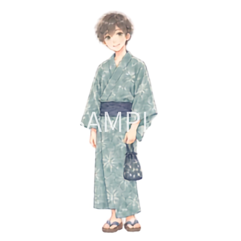 【浴衣の男女イラスト素材】39点セット|背景透過|PNG|クリップアート|淡い色合い・ふんわり和風|同人誌・創作向け|Cute Yukata Clipart – 39 Japanese Summer Illustrations | Soft & Pastel | Transparent PNG