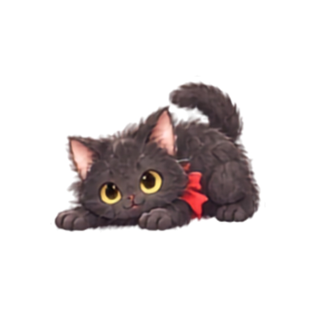 【黒猫イラスト素材】30点セット|背景透過|PNG|クリップアート|ふわふわ黒猫のかわいいクリップアート素材|表情・ポーズいろいろ|同人誌・創作|Fluffy Black Cat Clipart Set|30 Cute Illustrations|Transparent PNG
