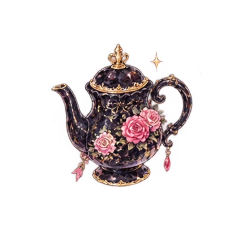 【カフェ&ティータイムイラスト素材】30点セット|背景透過|PNG|クリップアート|Gothic Tea Time|ゴスロリ・アンティーク |同人誌・創作|素材 | Gothic Tea Time | Antique Gothic Café & Tea Time Clip Art – 30 Pieces | For Doujinshi & Creative Works