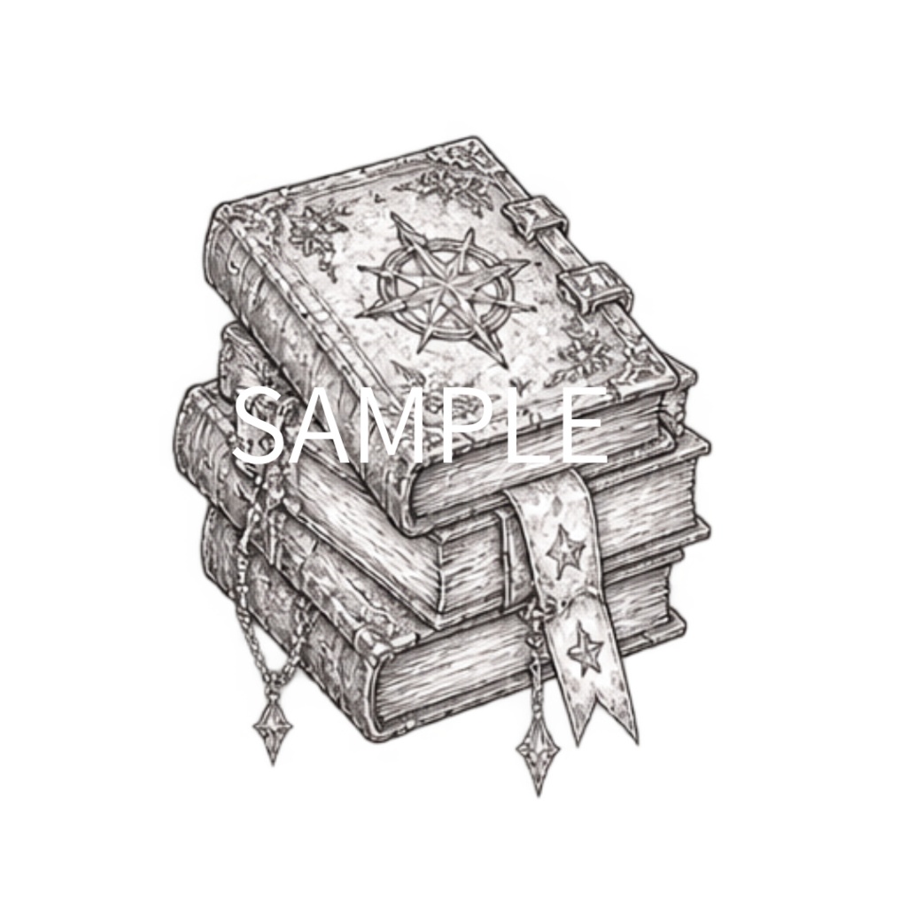 【異世界・魔法のアイテムイラスト素材】34点セット|背景透過|PNG|クリップアート|モノトーン|鉛筆風|同人誌・創作素材|Fantasy & Magic Items – 34 Clip Art Set | Monochrome Pencil Line Art | Transparent PNG | Doujinshi & Creative Works