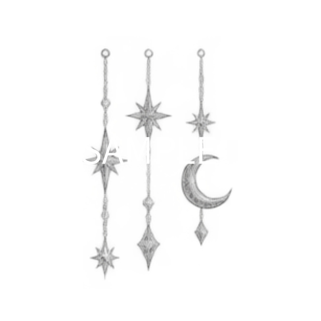 【月・星・宇宙のイラスト素材】41点セット|背景透過|PNG|クリップアート|Moon & Star|モノトーン|手描き風 | Moon & Star | Moon, Star & Space Clip Art – 41 Piece Set | Transparent PNG・Monochrome・Hand-Drawn