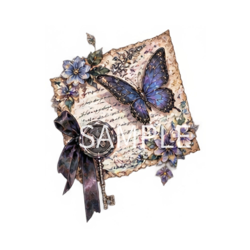 【蝶のイラスト素材】20点セット|背景透過|PNG|クリップアート|アンティーク|ゴシック|きらきら|Butterfly Illustration Clipart Set|20 PNGs|Transparent Background|Antique Gothic|Sparkling Fantasy