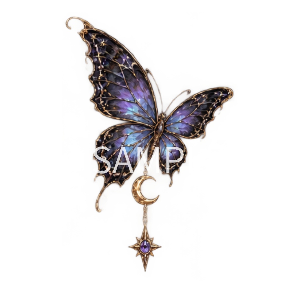 【蝶のイラスト素材】20点セット|背景透過|PNG|クリップアート|アンティーク|ゴシック|きらきら|Butterfly Illustration Clipart Set|20 PNGs|Transparent Background|Antique Gothic|Sparkling Fantasy