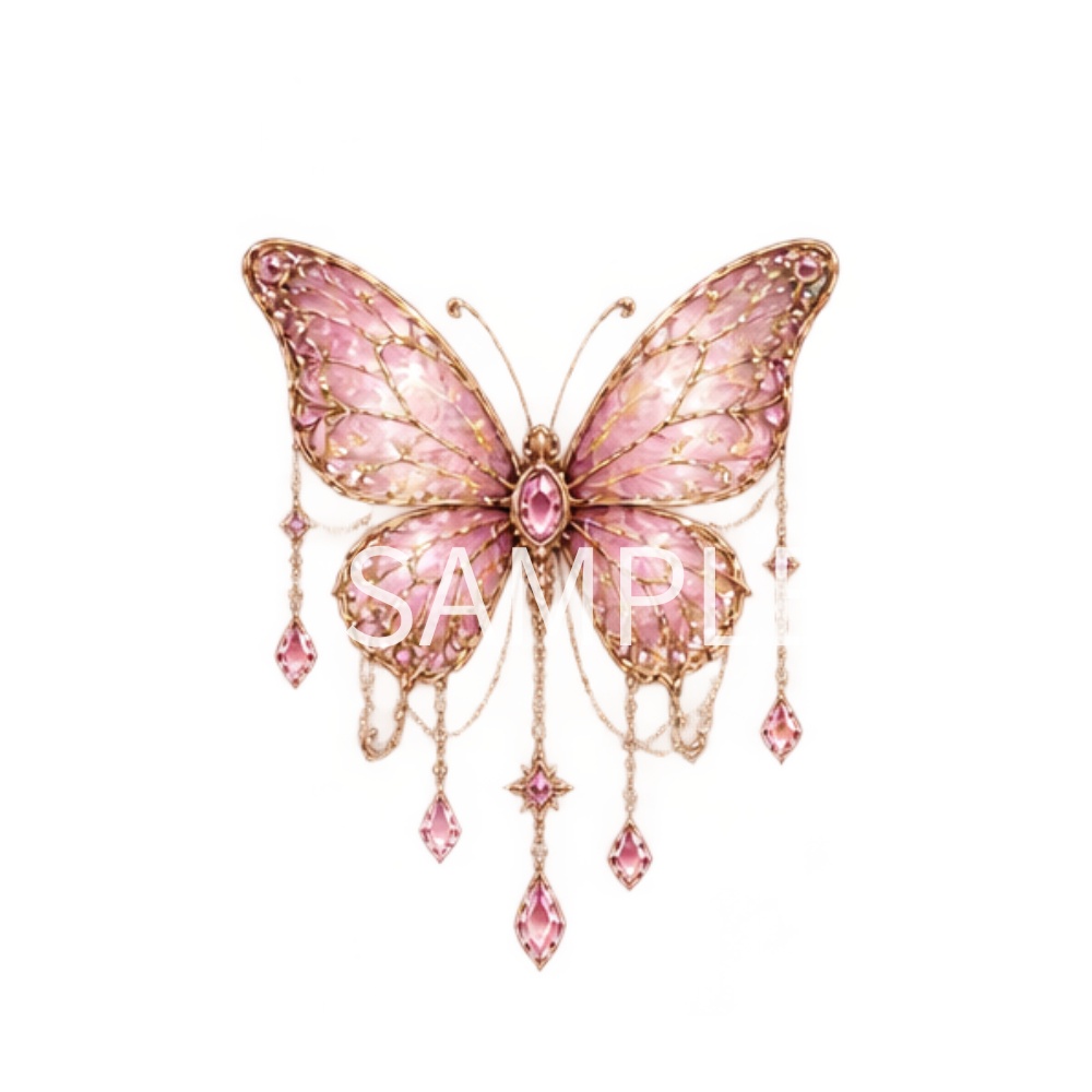 【蝶のイラスト素材】20点セット|背景透過|PNG|クリップアート|アンティーク|ゴシック|きらきら|Butterfly Illustration Clipart Set|20 PNGs|Transparent Background|Antique Gothic|Sparkling Fantasy