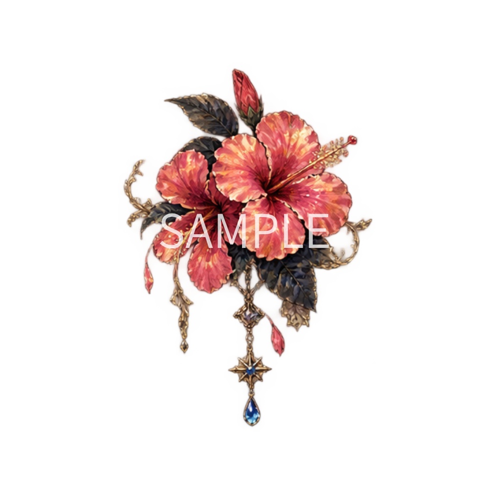 【夏のアンティーク・ゴシック素材】29点セット|背景透過|PNG|クリップアート|きらきら|おしゃれ|Antique & Gothic Summer Clip Art – 29 PNG Elements | Transparent Background | Sparkling & Stylish