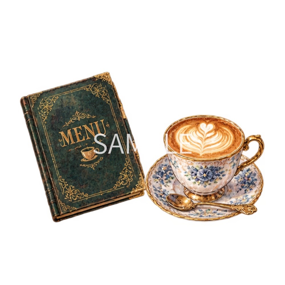 【喫茶店・カフェのイラスト素材】28点セット|背景透過|PNG|クリップアート|アンティーク|おしゃれ|Cafe & Coffee Shop Clip Art Collection – 28 Antique & Stylish Illustrations | Transparent PNG