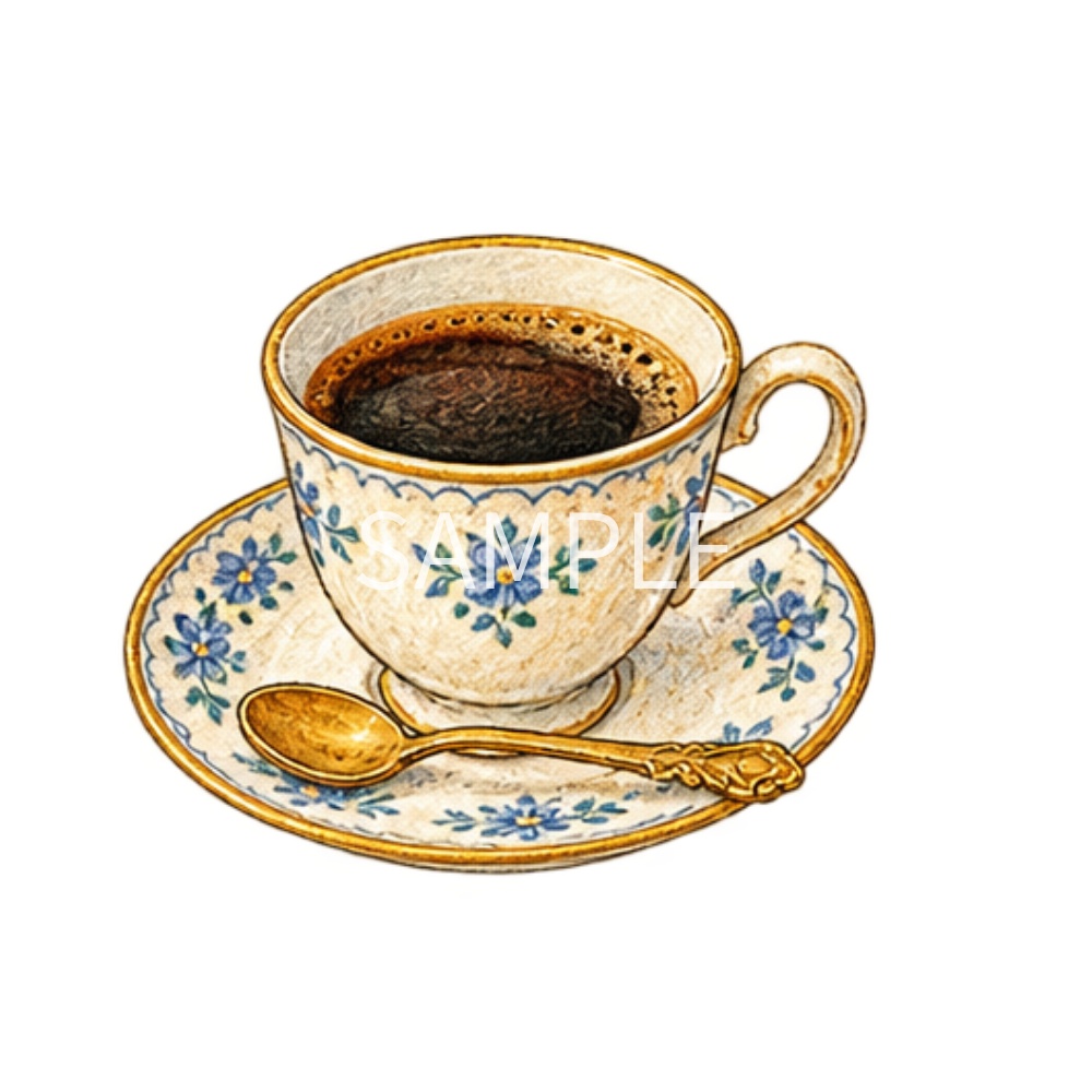 【喫茶店・カフェのイラスト素材】28点セット|背景透過|PNG|クリップアート|アンティーク|おしゃれ|Cafe & Coffee Shop Clip Art Collection – 28 Antique & Stylish Illustrations | Transparent PNG