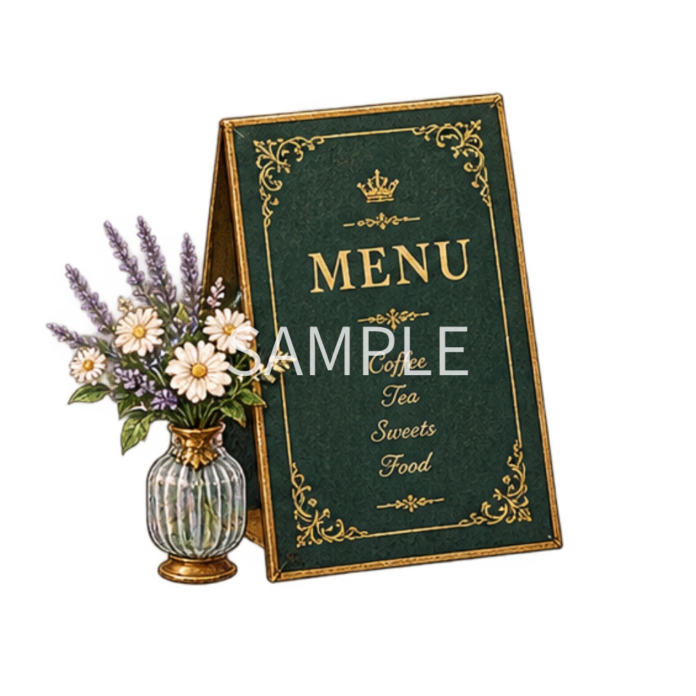【喫茶店・カフェのイラスト素材】28点セット|背景透過|PNG|クリップアート|アンティーク|おしゃれ|Cafe & Coffee Shop Clip Art Collection – 28 Antique & Stylish Illustrations | Transparent PNG