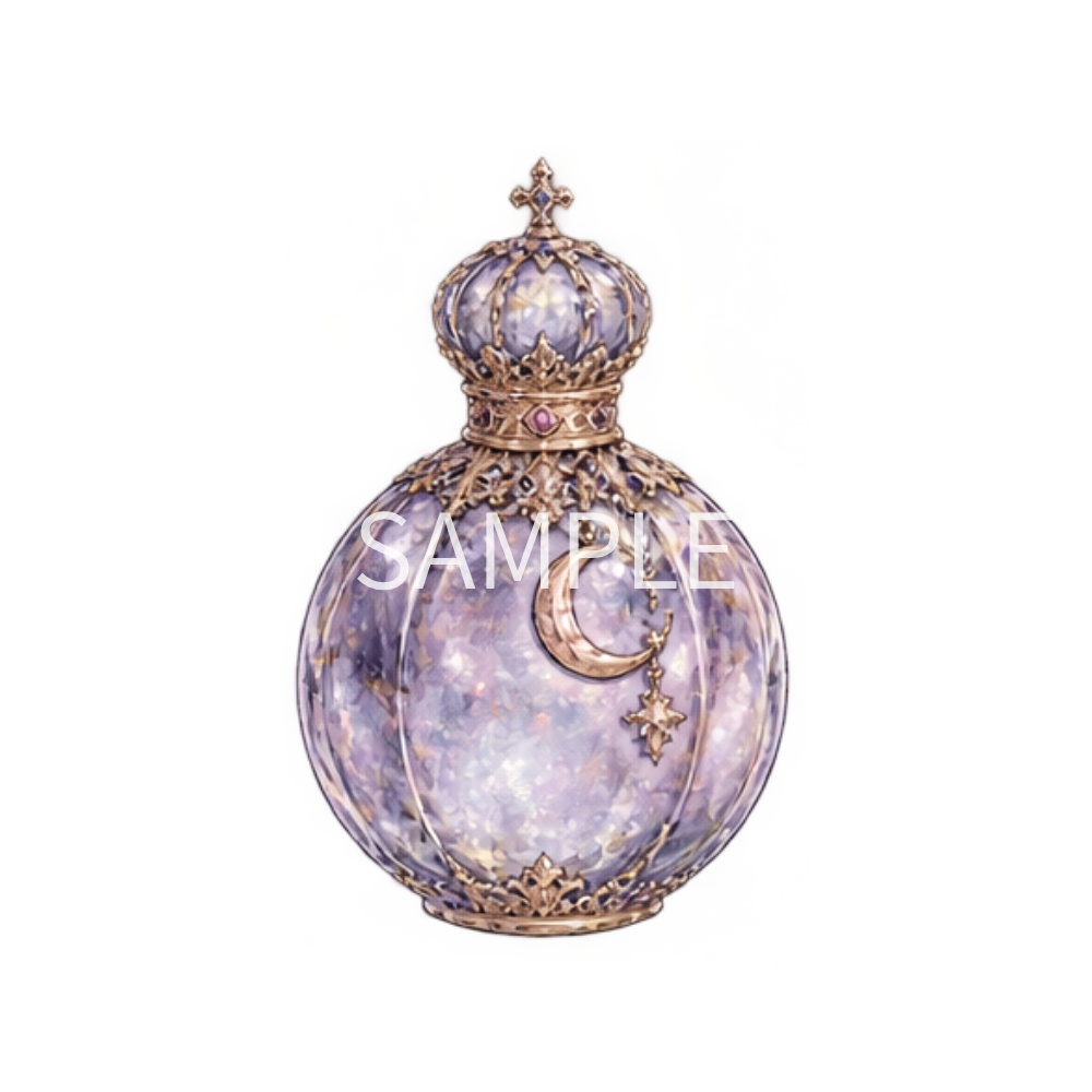 【香水瓶イラスト素材】20点セット|背景透過|PNG|クリップアート|アンティーク|ゴシック|Perfume Bottle Clip Art Set | 20 Antique & Gothic Perfume Illustrations | Transparent PNG
