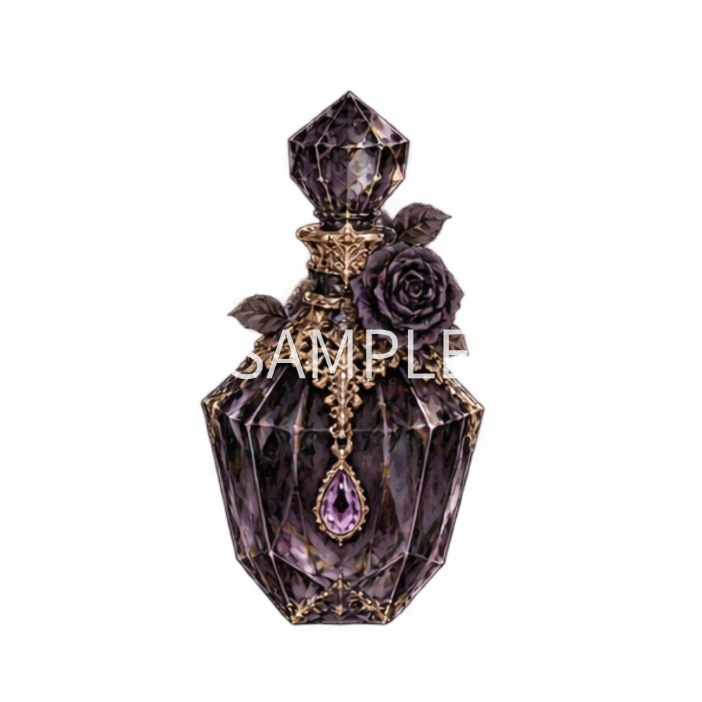 【香水瓶イラスト素材】20点セット|背景透過|PNG|クリップアート|アンティーク|ゴシック|Perfume Bottle Clip Art Set | 20 Antique & Gothic Perfume Illustrations | Transparent PNG