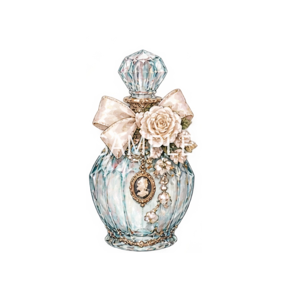 【香水瓶イラスト素材】20点セット|背景透過|PNG|クリップアート|アンティーク|ゴシック|Perfume Bottle Clip Art Set | 20 Antique & Gothic Perfume Illustrations | Transparent PNG