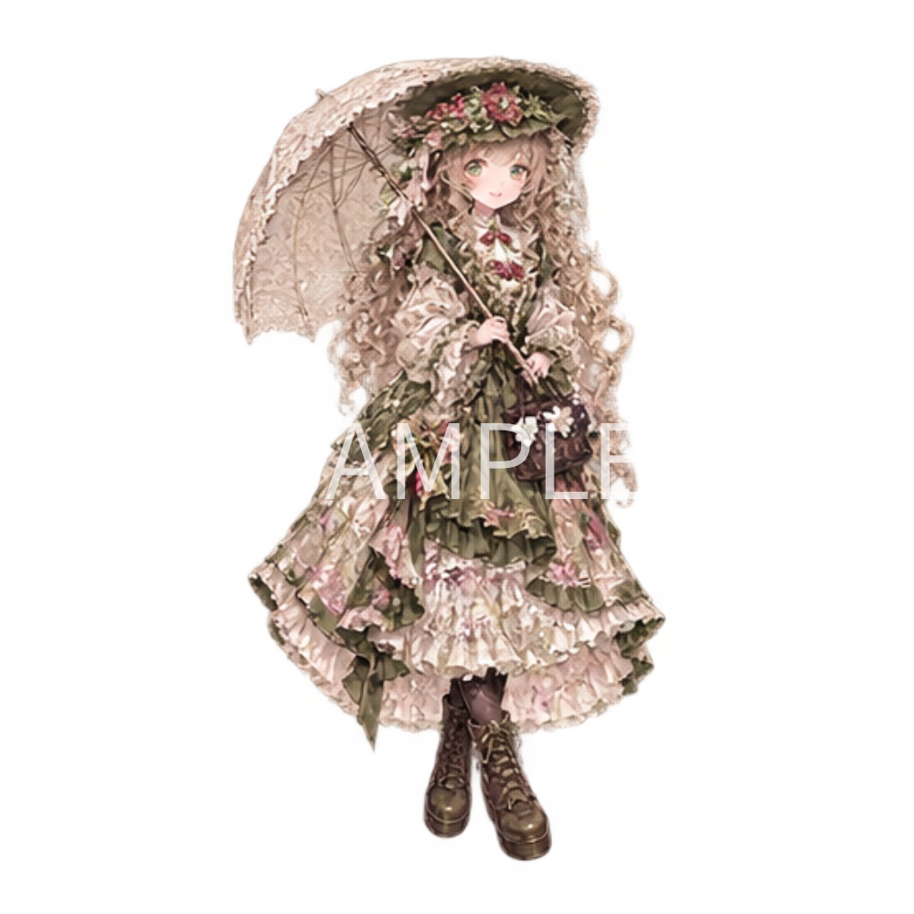 【アンティーク 女の子のイラスト素材】19点セット|背景透過|PNG|クリップアート|かわいい|ヴィクトリアン風|イラスト|Antique Gothic Girls Clipart Set – 19 Full Body Victorian Style Characters, Cute Fantasy PNG Illustrations