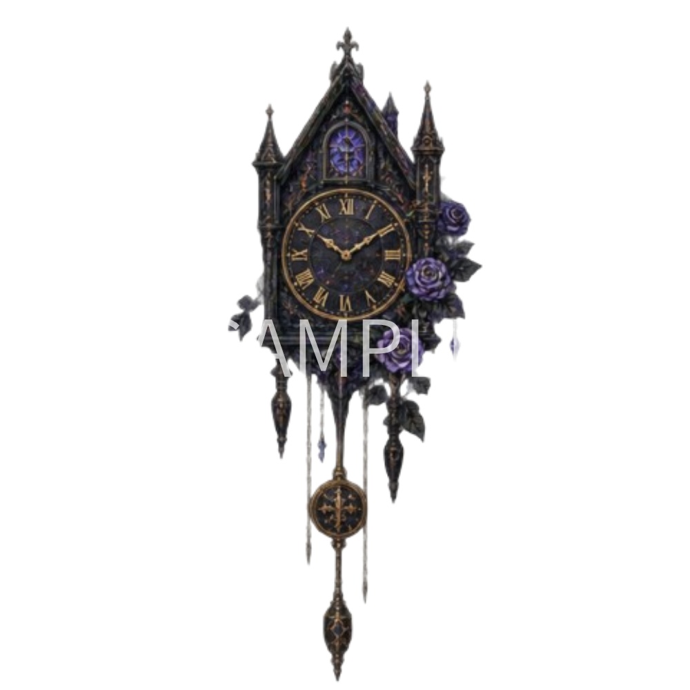 【時計&懐中時計イラスト素材】28点セット|背景透過|PNG|クリップアート|ヴィンテージ|ロココ|花飾り|ゴシック|華やか|Antique Clocks & Pocket Watches Clip Art Set – 28 Items | Vintage, Rococo, Floral & Elegant
