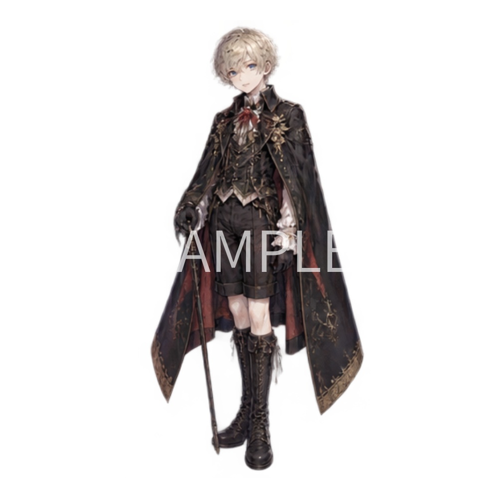 【ヴィクトリア調 男の子のイラスト素材】24点セット|背景透過|PNG|クリップアート|アンティーク|ファンタジー|Gothic Fantasy Boys Clipart Set – 24 PNG Illustrations | Elegant Victorian & Antique Style