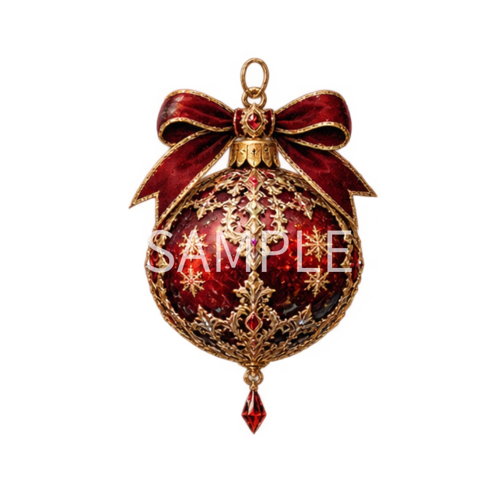 【クリスマス・オーナメントイラスト素材】29点セット|背景透過|PNG|クリップアート|おしゃれ|かわいい|冬|Antique Christmas Clipart Set – 29 Cute & Elegant Winter Illustrations