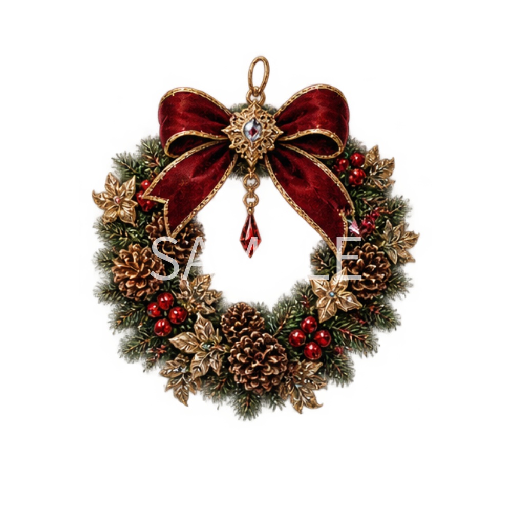 【クリスマス・オーナメントイラスト素材】29点セット|背景透過|PNG|クリップアート|おしゃれ|かわいい|冬|Antique Christmas Clipart Set – 29 Cute & Elegant Winter Illustrations