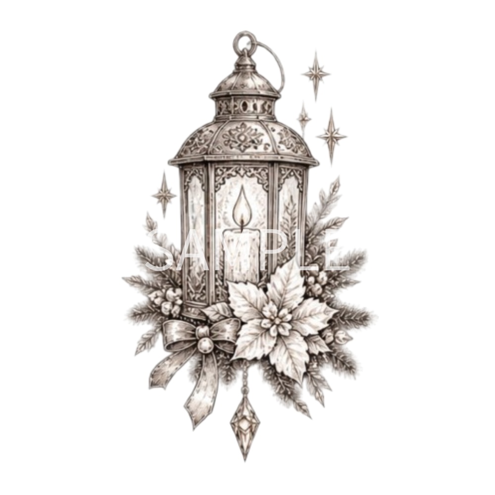 【アンティーククリスマスイラスト素材】23点セット|背景透過|PNG|クリップアート|ヴィンテージ|ゴシック|手描き風|Vintage Christmas Clipart Collection – 23 Antique Gothic Holiday Illustrations, Hand-Drawn Style PNG
