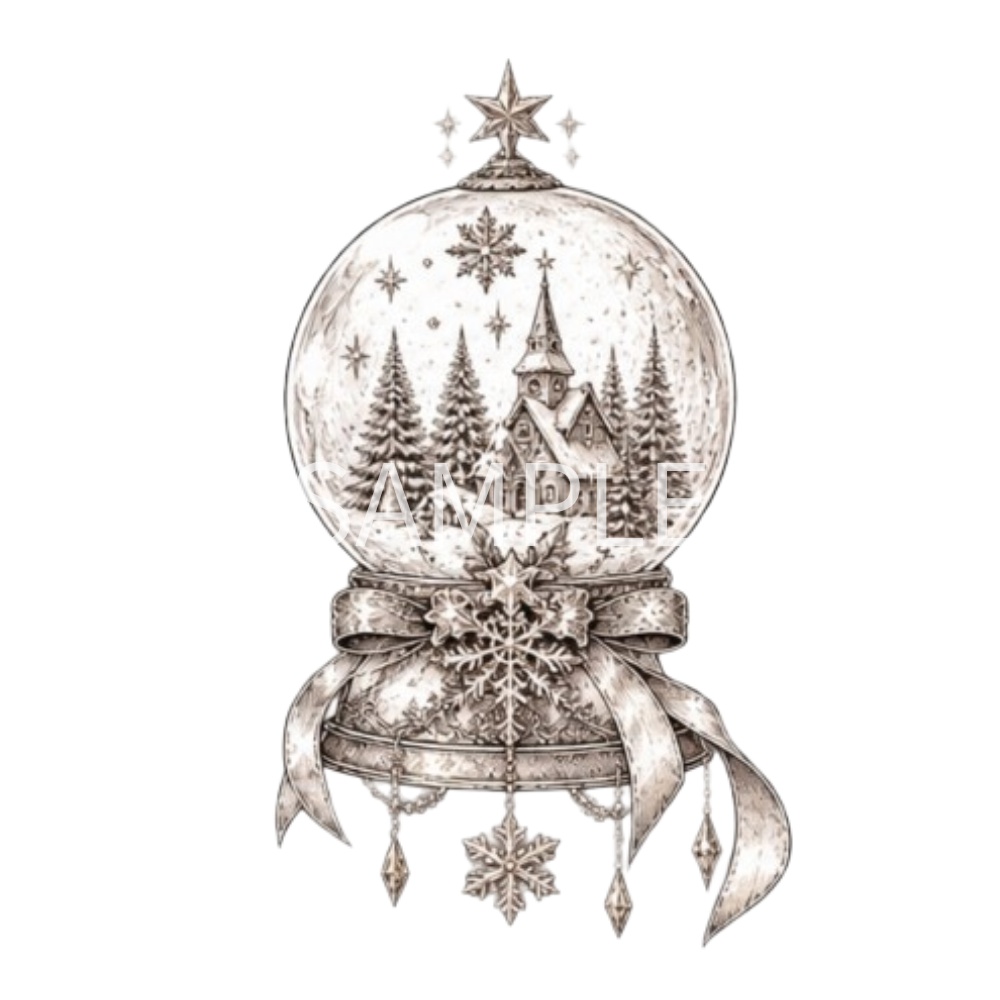 【アンティーククリスマスイラスト素材】23点セット|背景透過|PNG|クリップアート|ヴィンテージ|ゴシック|手描き風|Vintage Christmas Clipart Collection – 23 Antique Gothic Holiday Illustrations, Hand-Drawn Style PNG