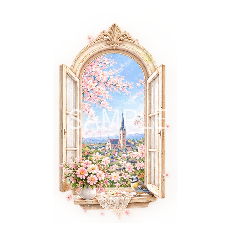 【窓・窓枠イラスト素材】20点セット|背景透過|PNG|クリップアート|アンティーク|おしゃれ|四季|風景|Vintage Window Clipart Set – 20 Designs | Four Seasons, Elegant & Cute, Transparent PNG
