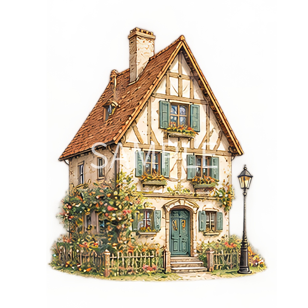 【アンティーク風建物イラスト素材】13点セット|背景透過|PNG|クリップアート|おしゃれ|Vintage Buildings Clipart Set – 13 Cute Watercolor Architecture Illustrations, Transparent PNG