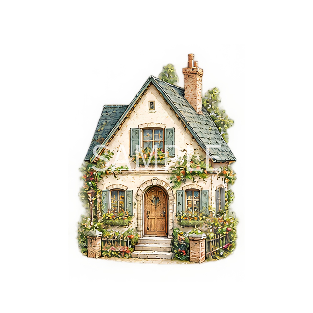【アンティーク風建物イラスト素材】13点セット|背景透過|PNG|クリップアート|おしゃれ|Vintage Buildings Clipart Set – 13 Cute Watercolor Architecture Illustrations, Transparent PNG