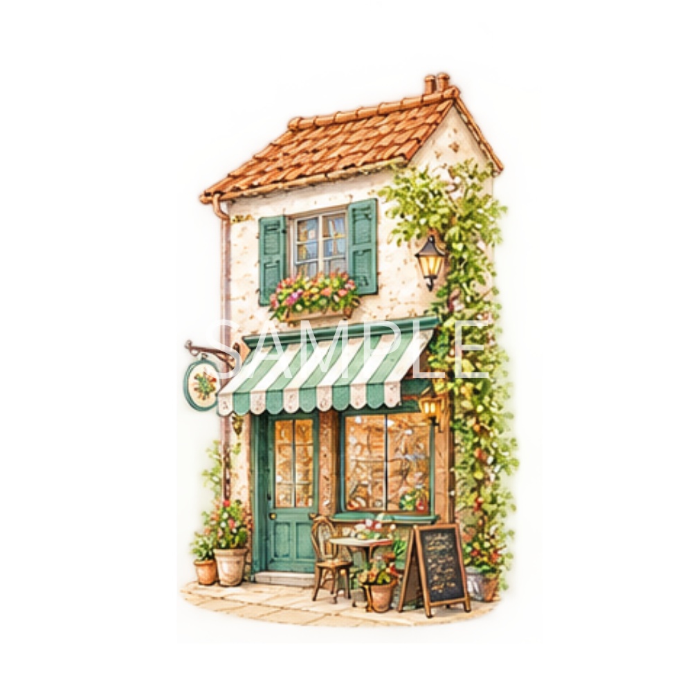 【アンティーク風建物イラスト素材】13点セット|背景透過|PNG|クリップアート|おしゃれ|Vintage Buildings Clipart Set – 13 Cute Watercolor Architecture Illustrations, Transparent PNG