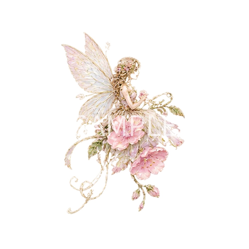 【春の幻想植物イラスト素材】27点セット|背景透過|PNG|クリップアート|アンティーク|花|蝶|妖精|Spring Fantasy Plants Clipart Set – 27 Vintage Botanical PNG Illustrations | Flowers, Butterflies & Fairy