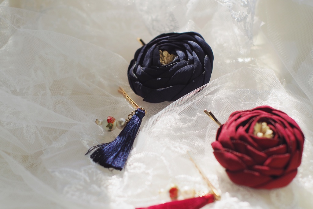 寒椿の髪飾りセット