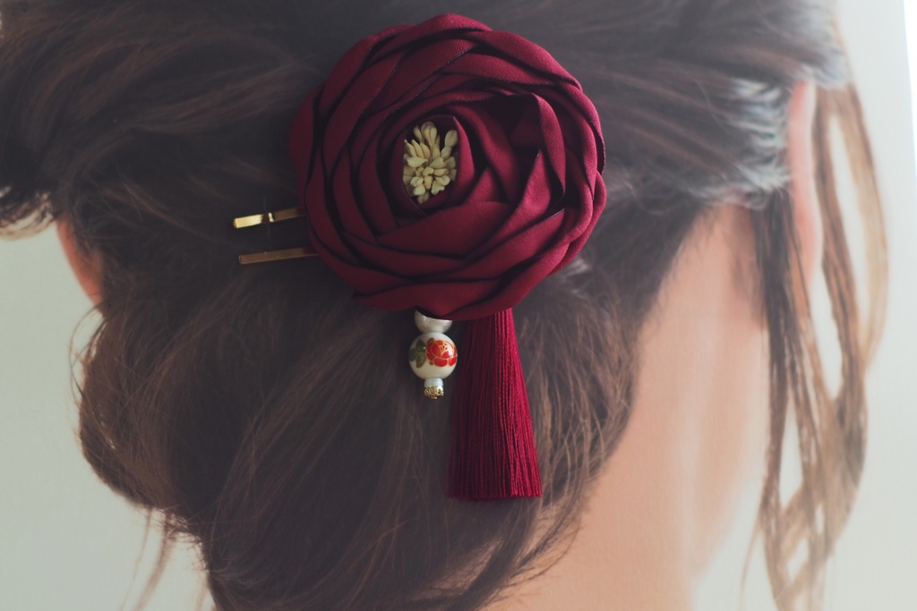 寒椿の髪飾りセット