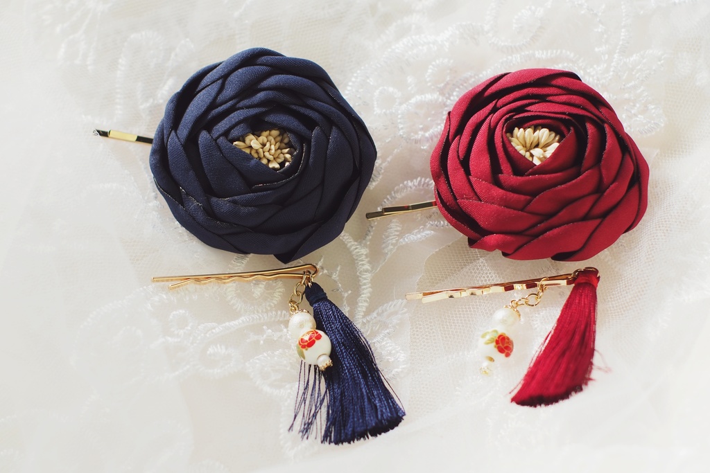 寒椿の髪飾りセット