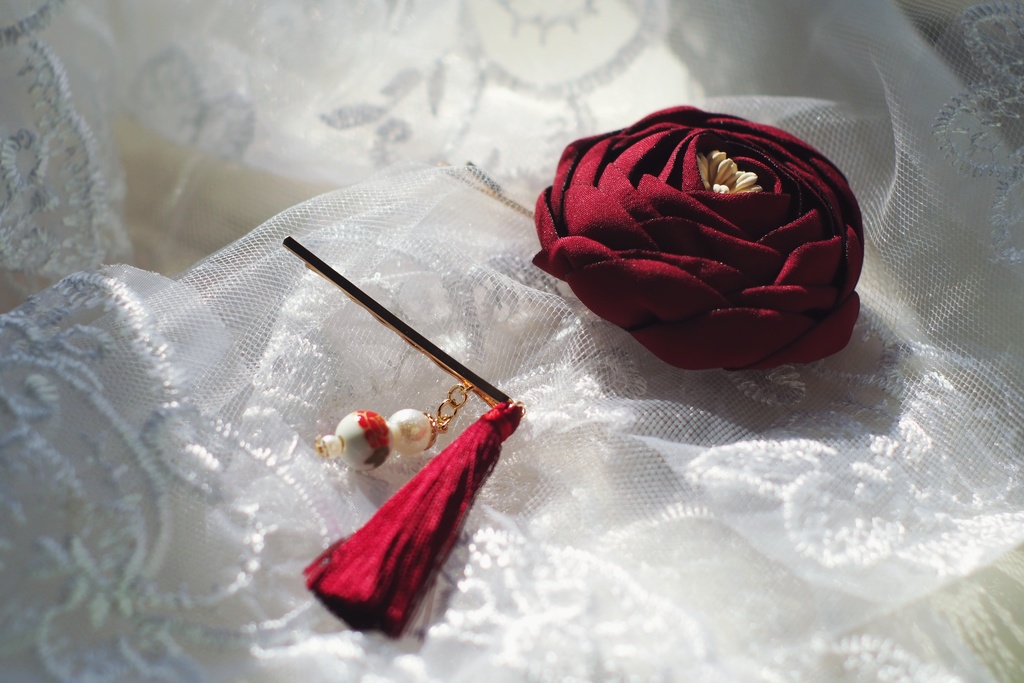 寒椿の髪飾りセット