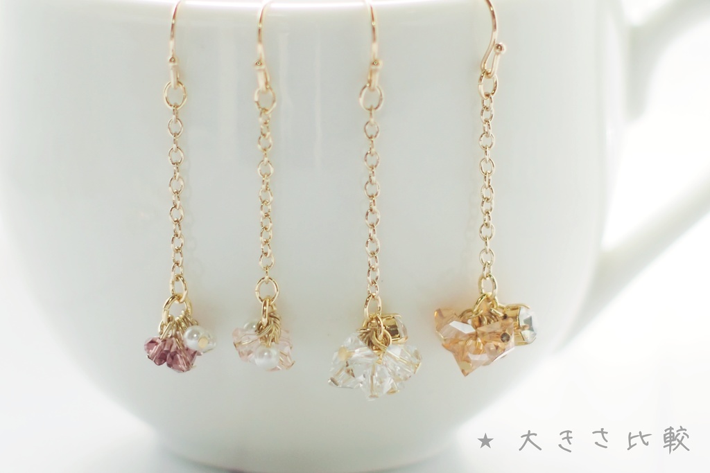 硝子と一粒ビジューのピアス