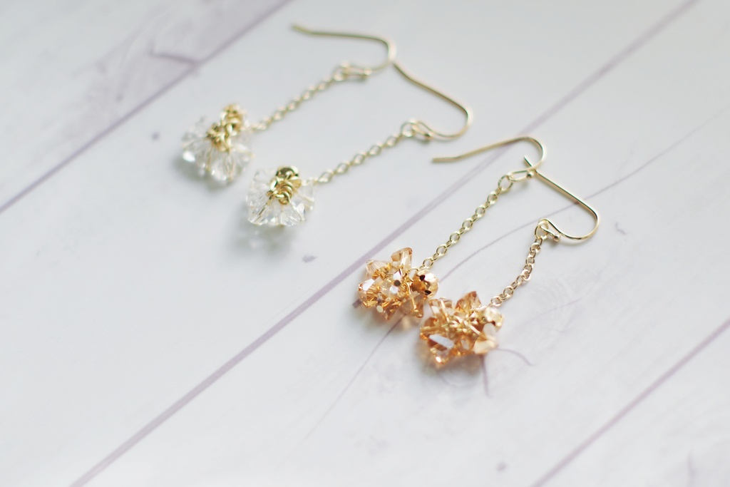 硝子と一粒ビジューのピアス