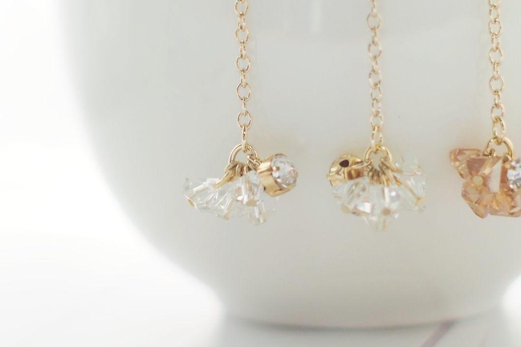 硝子と一粒ビジューのピアス