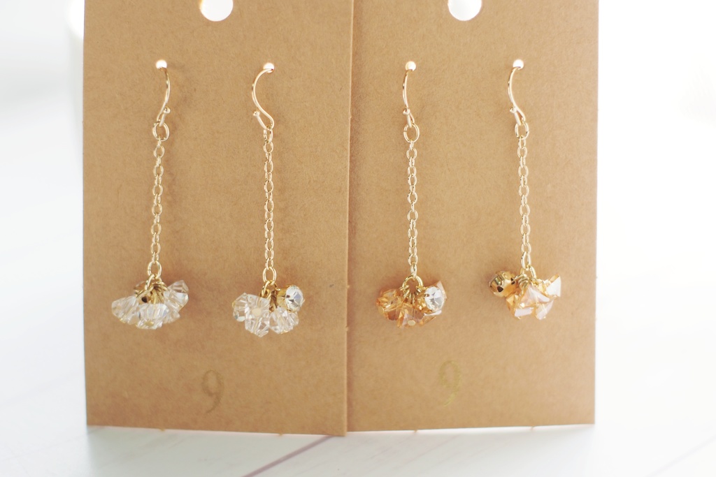 硝子と一粒ビジューのピアス