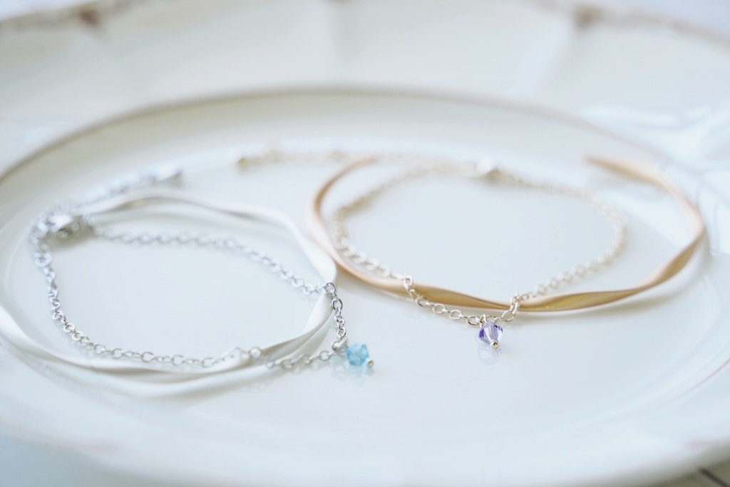 波形バングルとシンプルブレスレットのセット