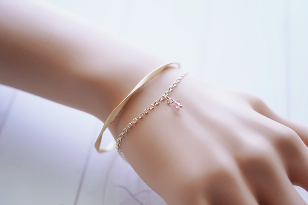 波形バングルとシンプルブレスレットのセット