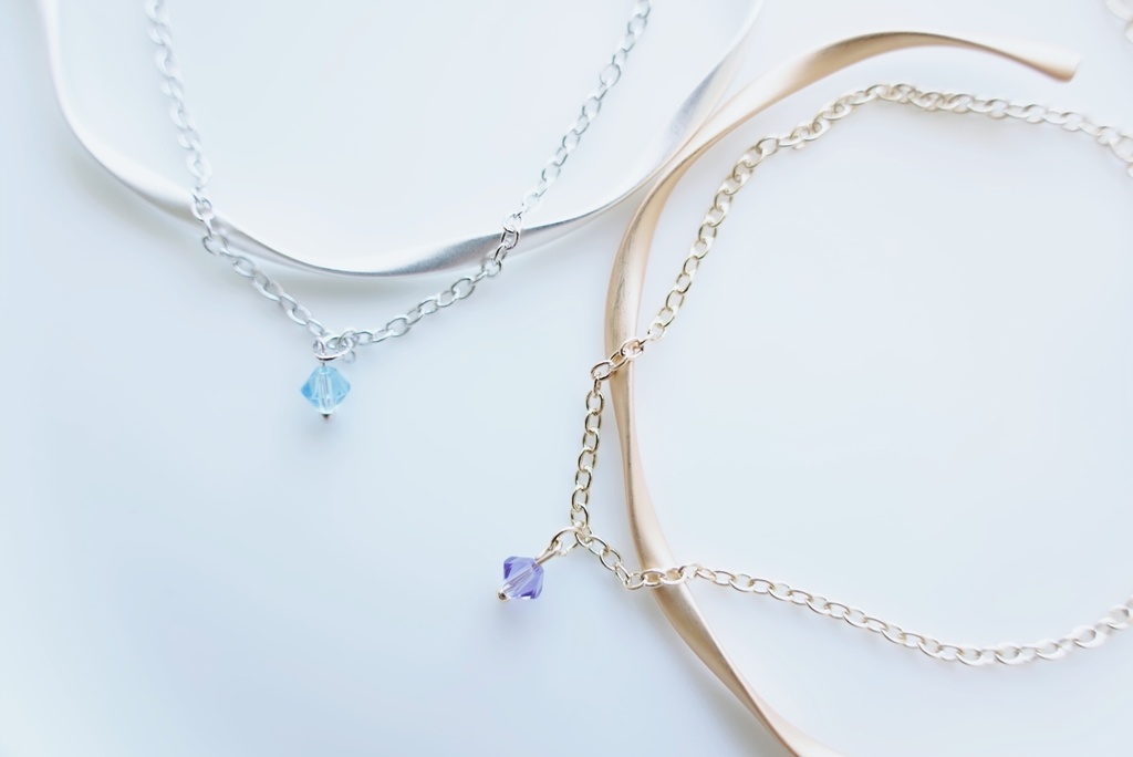 波形バングルとシンプルブレスレットのセット