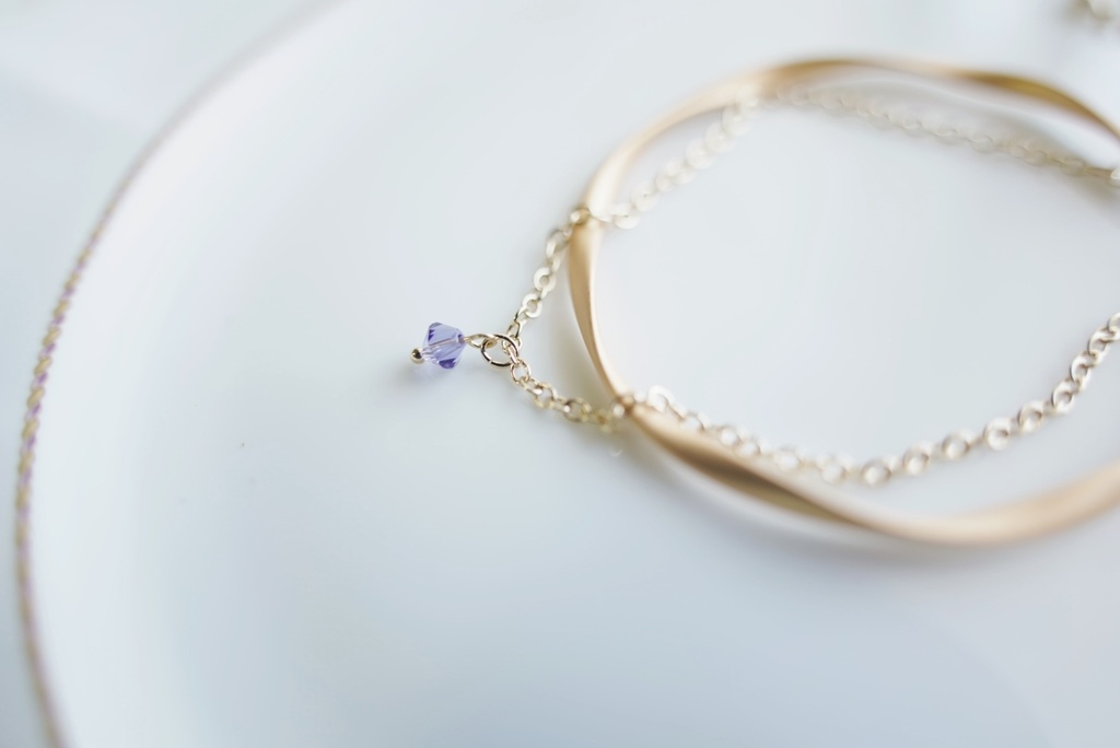 波形バングルとシンプルブレスレットのセット