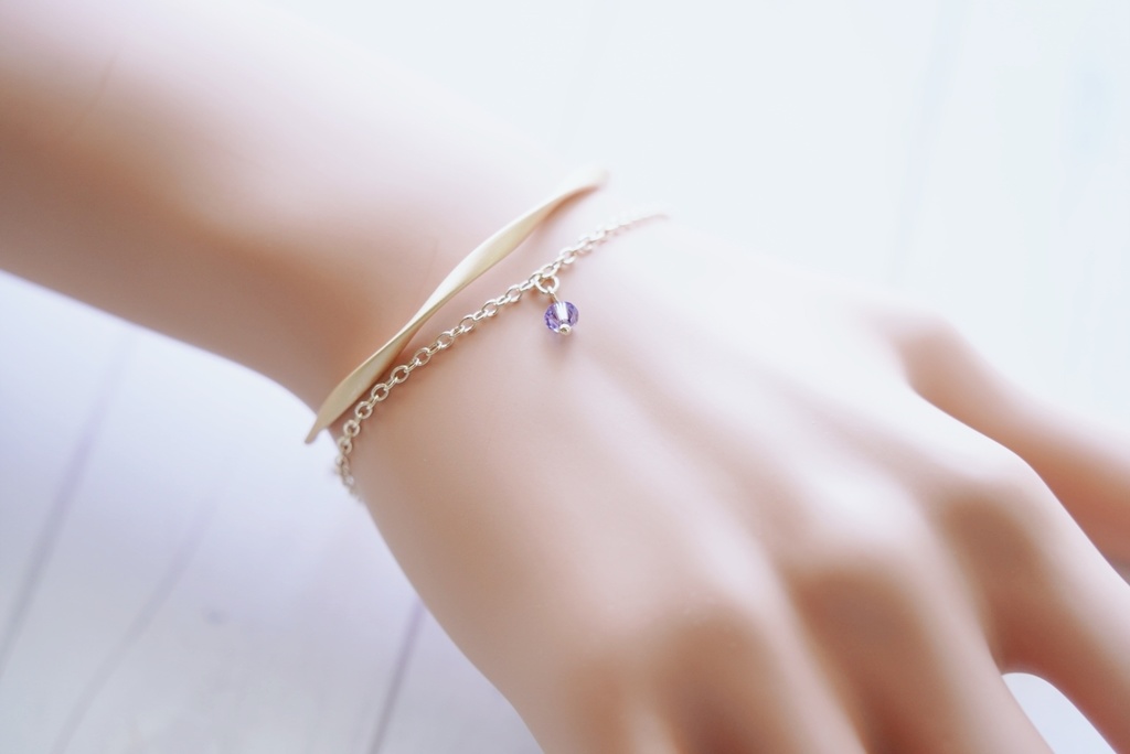 波形バングルとシンプルブレスレットのセット