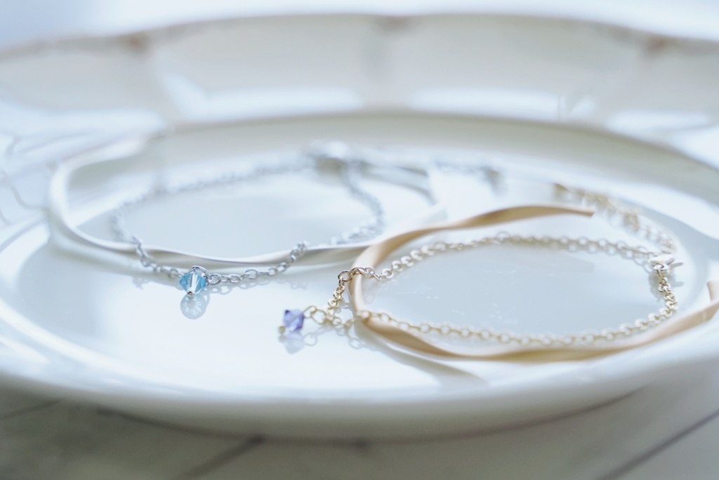 波形バングルとシンプルブレスレットのセット