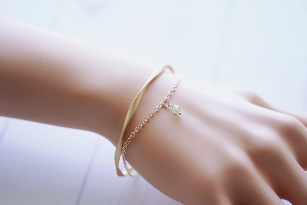 波形バングルとシンプルブレスレットのセット