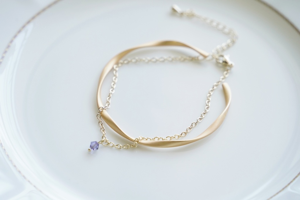 波形バングルとシンプルブレスレットのセット