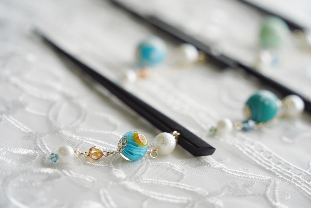 手毬ガラスのかんざし