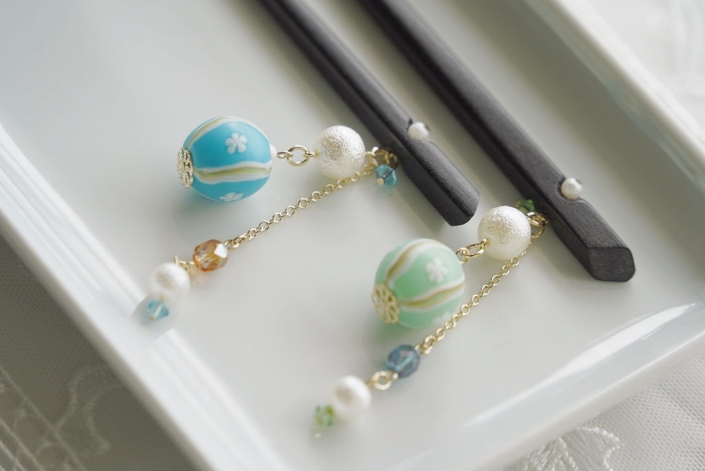 手毬ガラスのかんざし