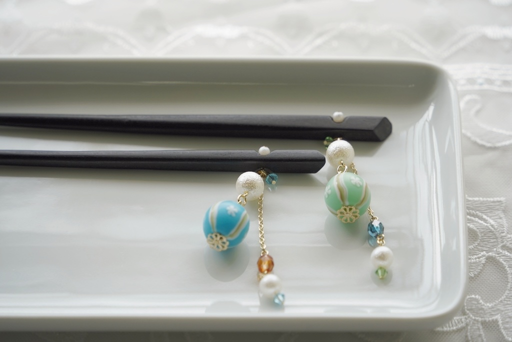 手毬ガラスのかんざし