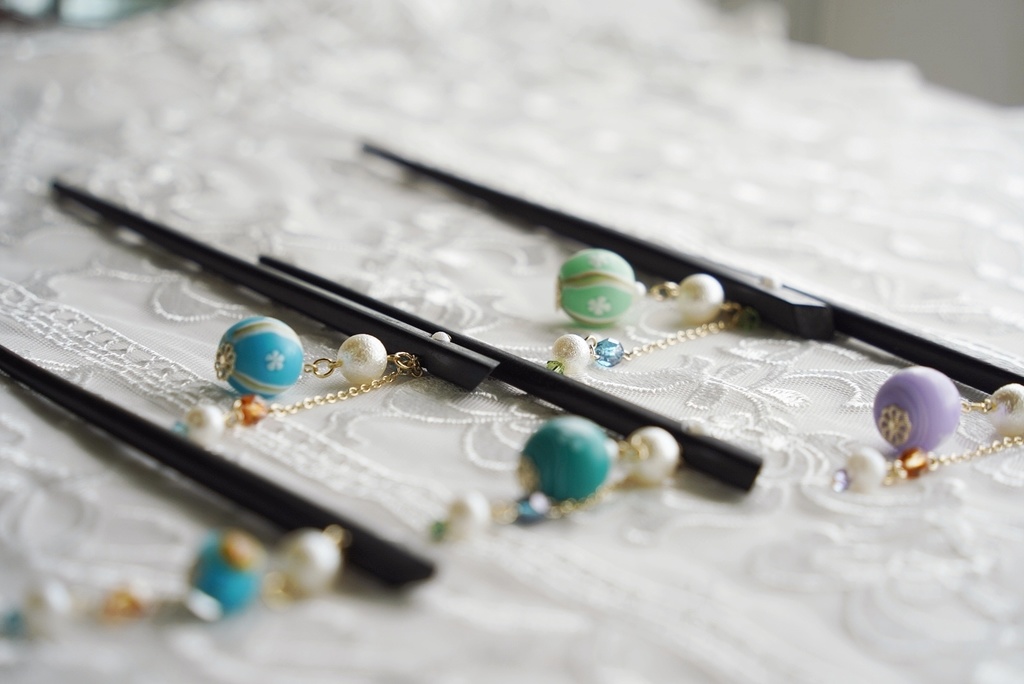 手毬ガラスのかんざし