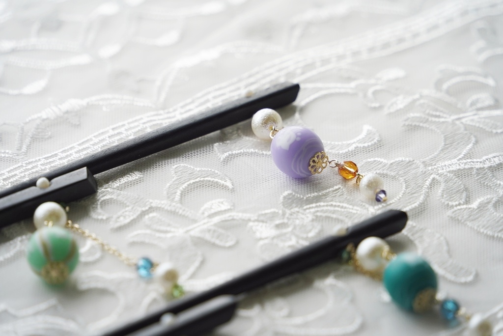 手毬ガラスのかんざし