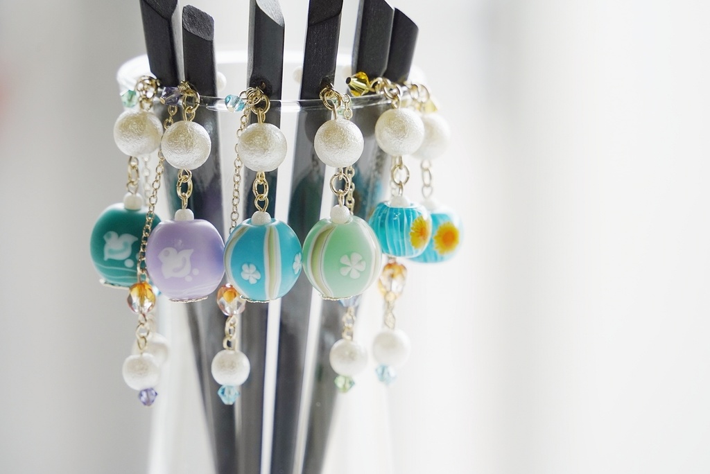 手毬ガラスのかんざし