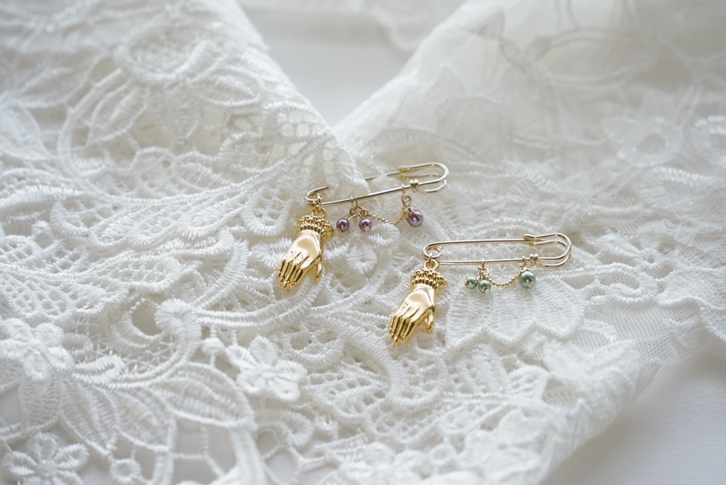 秋色パールのブローチ